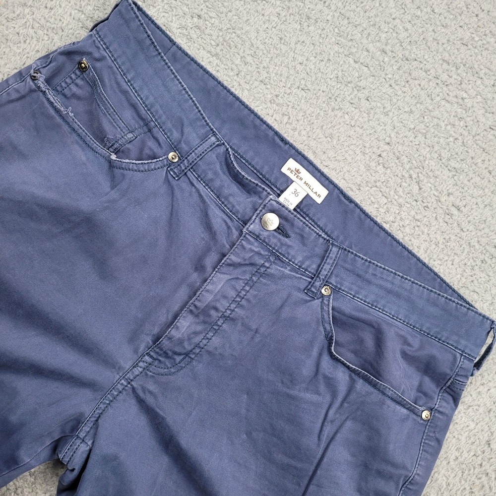 Peter Millar Crown Men's Size 36 Blue Cotton Blend Pants‎ Casual Chinos Trousers